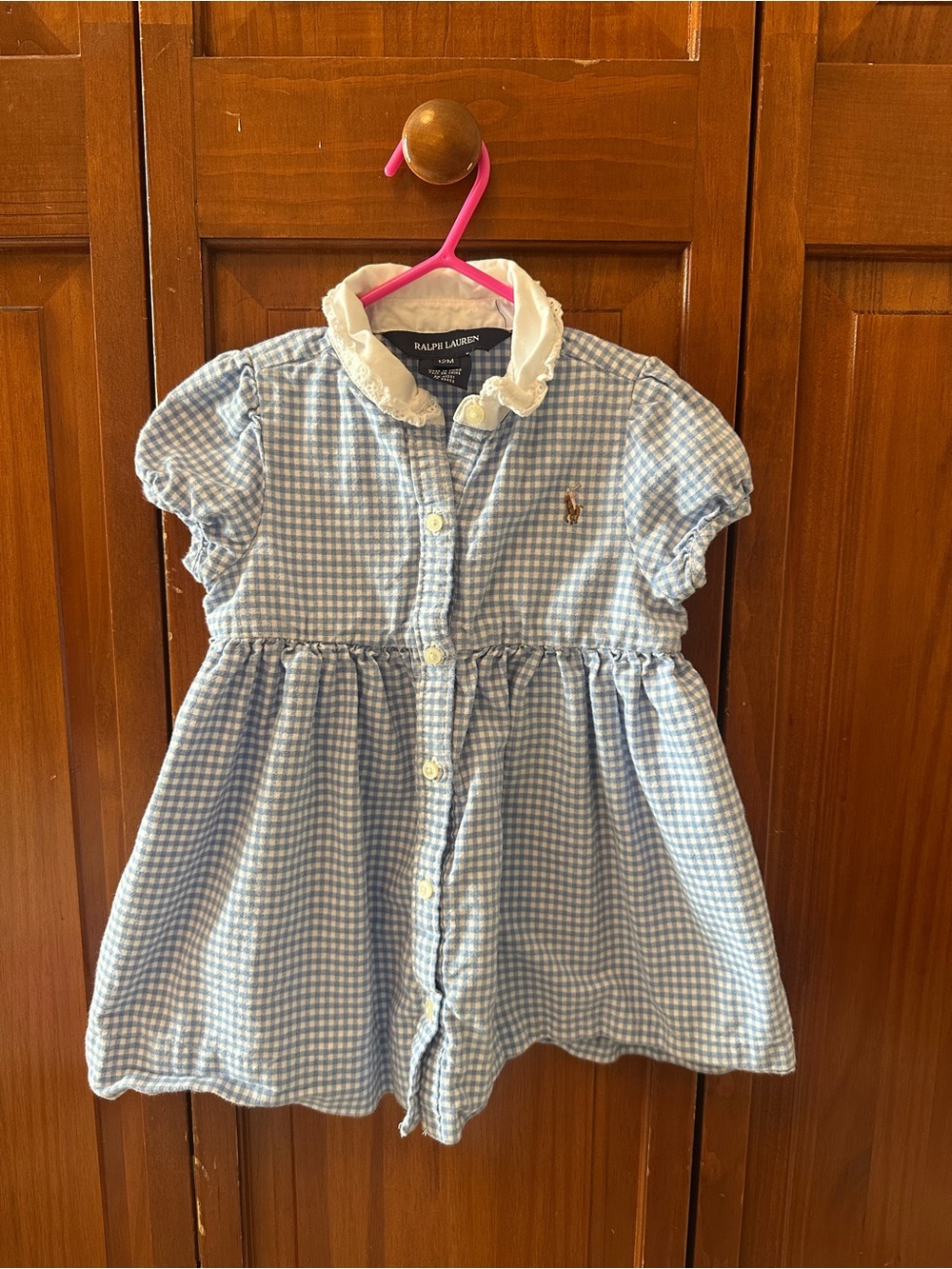 Ralph Lauren Blue & White Gingham Button-Front Dress